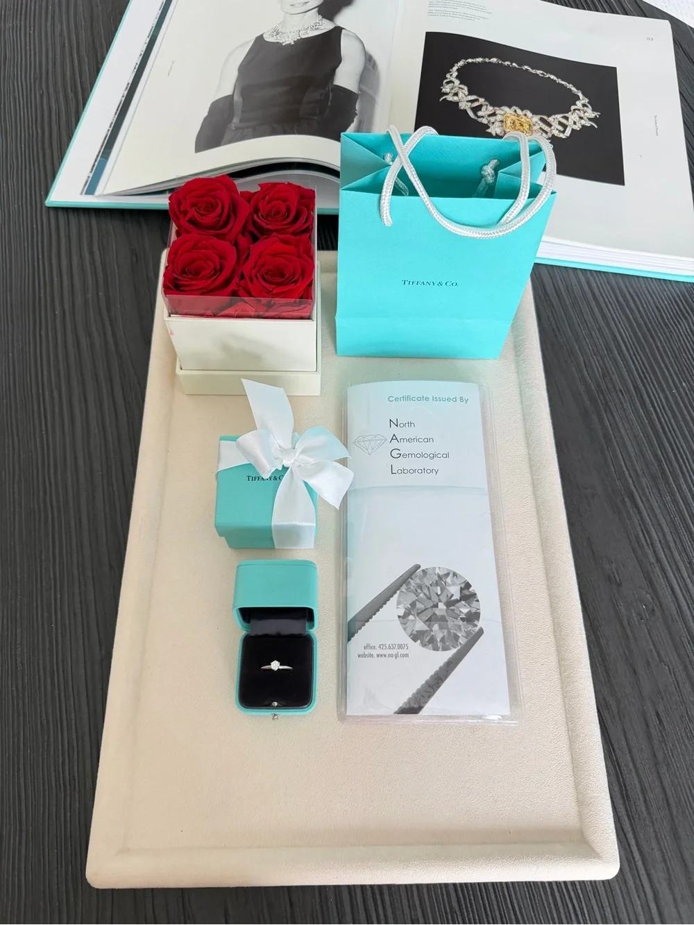 Tiffany & Co. Solitaire Engagement Ring Platinum .40CT Diamond F VS1 Sz 6 $4,510